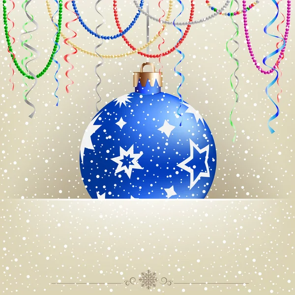 Christmas card snow and bauble — Stock Vector