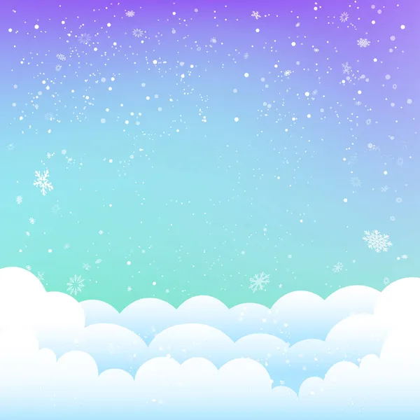Ciel d'hiver nuages modèle de Noël et chutes de neige — Image vectorielle
