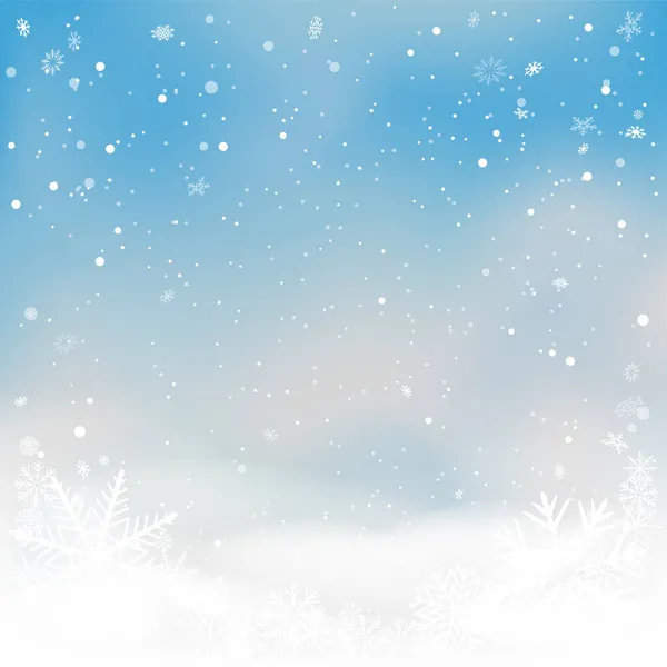 Kerstmis hemel wolken sneeuwval winter achtergrond — Stockvector