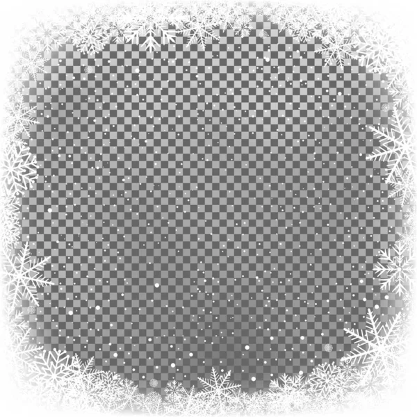 Cadre de neige Modèle de Noël fond transparent — Image vectorielle