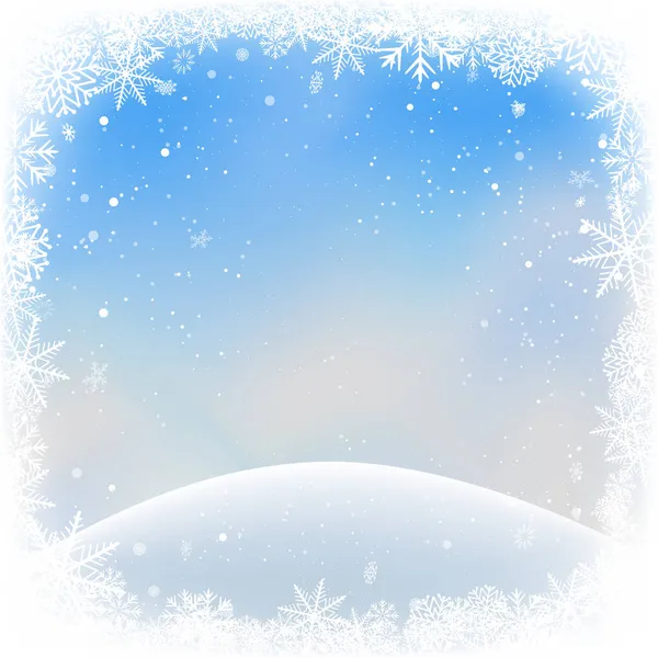 Winter hill in snow frame Christmas template — Stock Vector