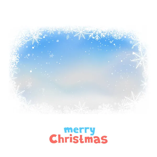 Navidad nieve y cielo marco con mensaje — Vector de stock