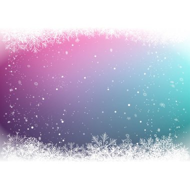 Büyük kar taneleri ile Noel rengi kar çerçevesi