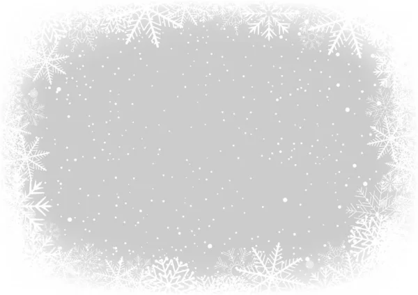 Snow Frame Christmas Light Gray Backdrop Holiday Cartoon Background Snowfall — Stock Vector