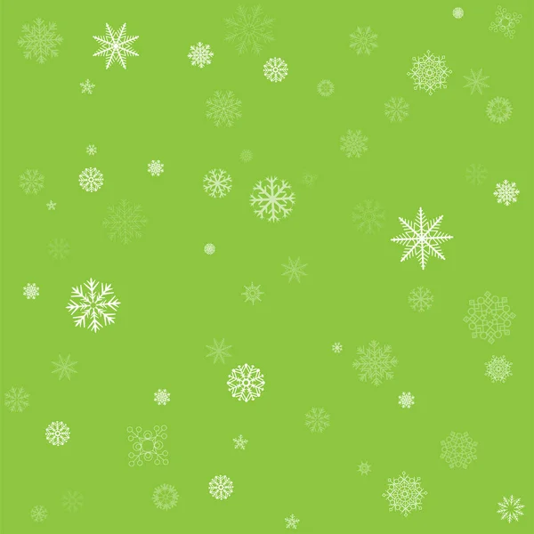 美しいクリスマス雪のシームレスな緑のパターン — ストックベクタ