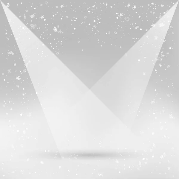 Inverno Natal Neve Caindo Modelo Sombra Vazia Pódio Inverno Luzes — Vetor de Stock
