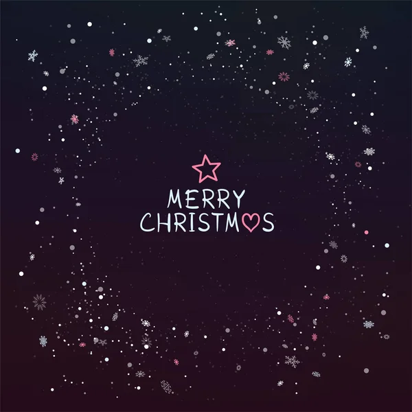 크리스마스의 어두운 모양의 템플릿 과어두운 배경에 핑크와 자주색 눈송이 장식물 — 스톡 벡터