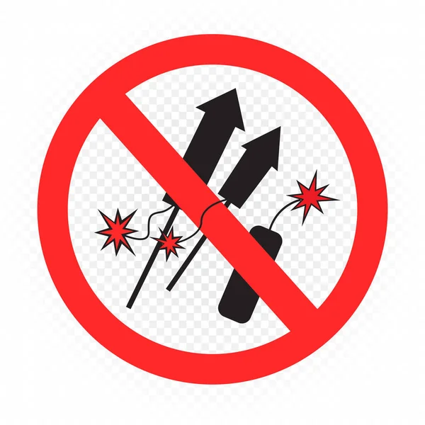 Pyrotechnic Objects Prohibited Sign Symbol Sticker Isolated Transparent Background Fireworks — Vettoriale Stock