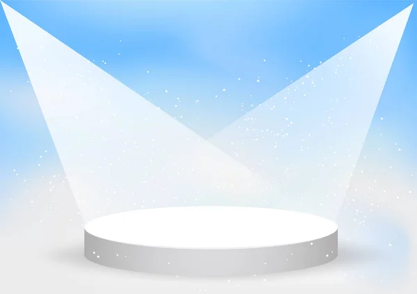 Modèle de podium blanc vide sur fond de ciel bleu — Image vectorielle