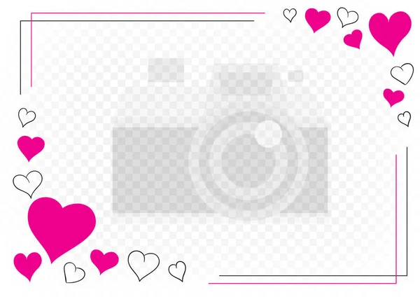 Valentine hearts photo frame transparent template — Stockvektor