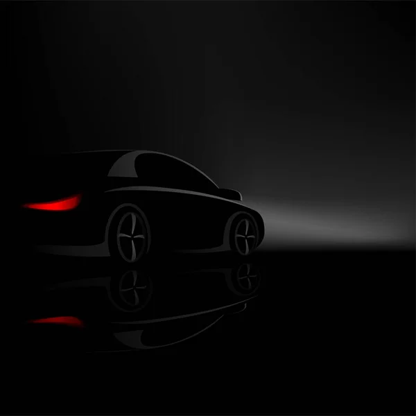 Voiture silhouette publicité dans l'obscurité — Image vectorielle