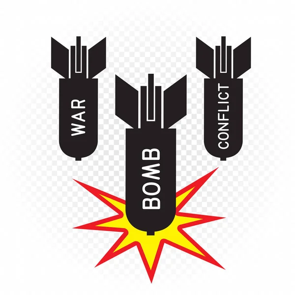 Guerre avec des symboles de signe de bombardement — Image vectorielle