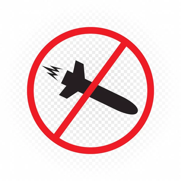 Oorlog met raketten verbod teken symbool pictogram — Stockvector