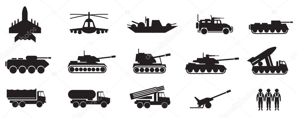 war transport icon sign symbols set