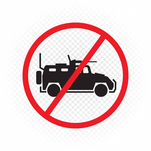 Forbidden to drive combat vehicle sign — Stock Vector