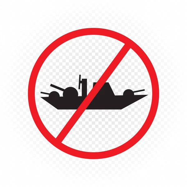 Militaire interdit de voile navire de guerre signe symbole — Image vectorielle