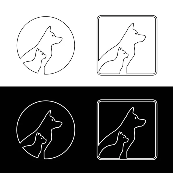 Dogs and cats outline draw sign symbol icon — Stock Vector