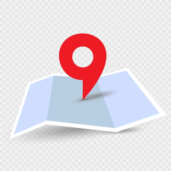 Location pin on paper map icon — стоковый вектор