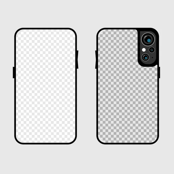 Smartphone Case Template Isolated Gray Background Phone Accessories Vector Empty — 스톡 벡터