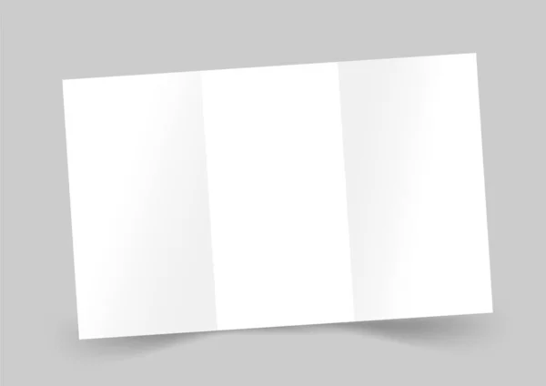 White Open Booklet Flyer Three Paper Sheets Template Shadow Gray — Vetor de Stock
