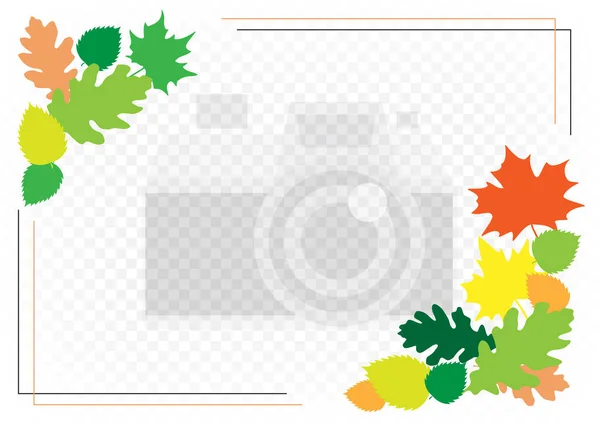 Fotorahmen Der Herbstsaison Transparente Vorlage Auf Weißem Hintergrund Kreative Blätter — Stockvektor