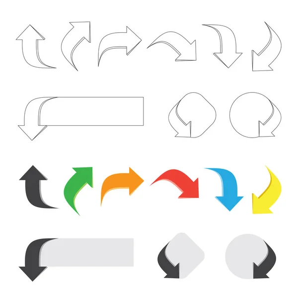 Outline Arrows Pointer Set Isolated White Background Vector Arrow Label — Stock Vector