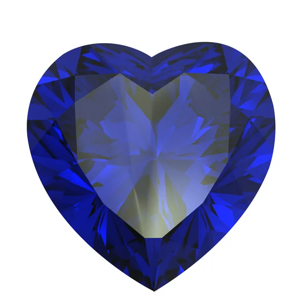 Heart shaped Diamond isolated. sapphire — Stock Photo, Image