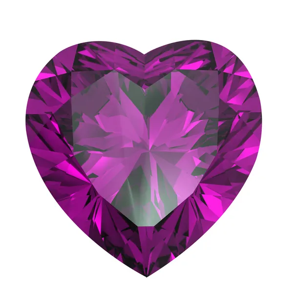 Heart shaped Diamond isolated. amethyst — Stock Photo, Image