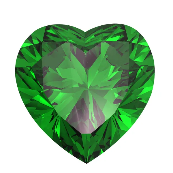 Heart shaped Diamond isolated. emerald — Stock Photo, Image