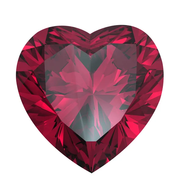 Heart shaped Diamond isolated. rhodolite — Stock Photo, Image