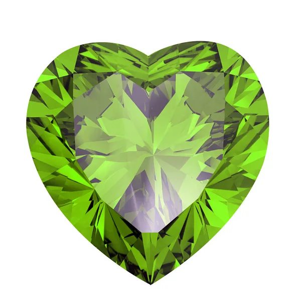 Hjärtformade diamond isolerade. Peridot — Stockfoto