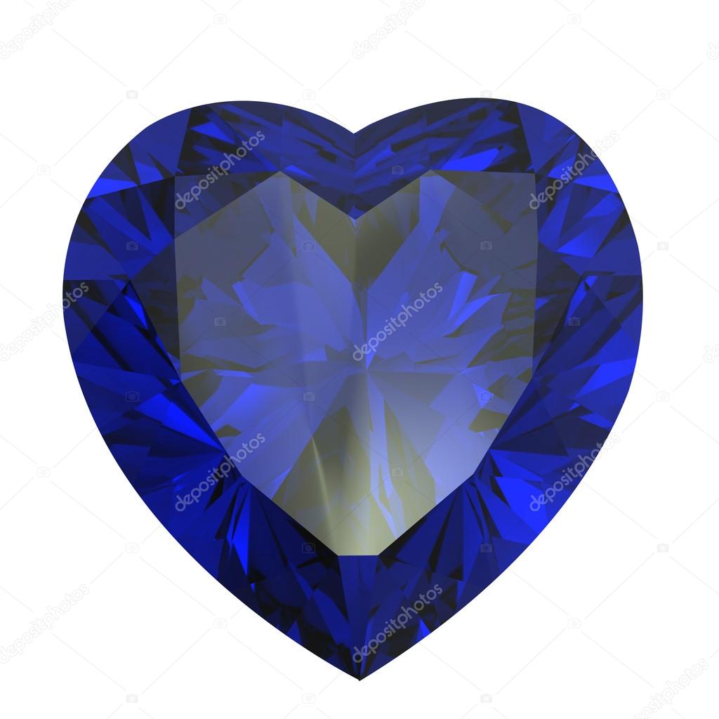 Heart shaped Diamond isolated. sapphire