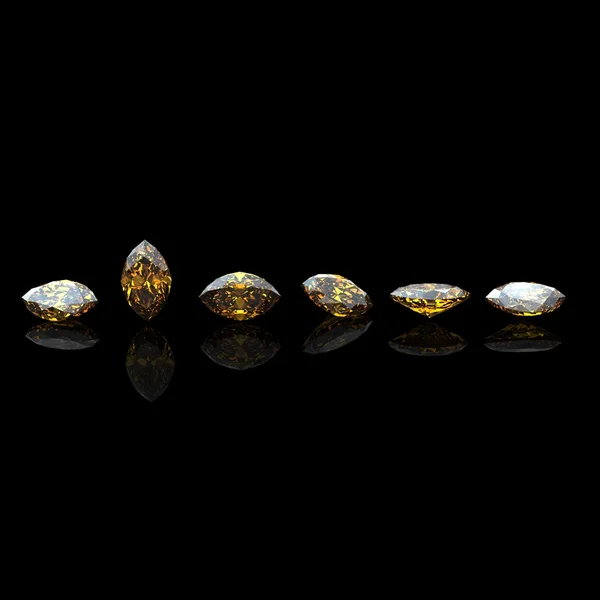 Marquis. Citrine. Collections of jewelry gems on black — Stock Photo, Image