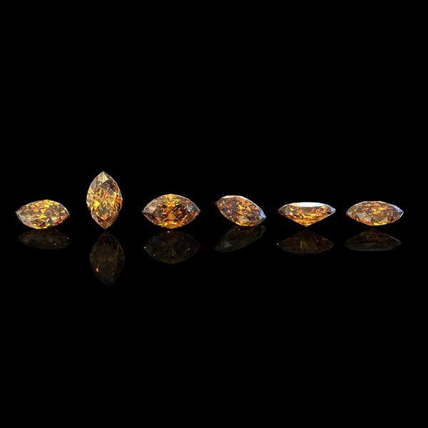 Marquis. Citrine. Collections of jewelry gems on black — Stock Photo, Image