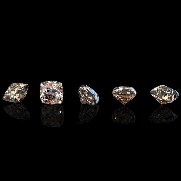 Collezioni di gioielli gemme su sfondo nero. Diamante Cognac — Foto Stock