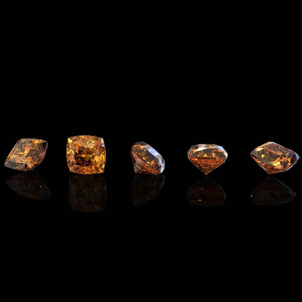 Square. Citrine. Collections of jewelry gems on black — Stock Photo, Image
