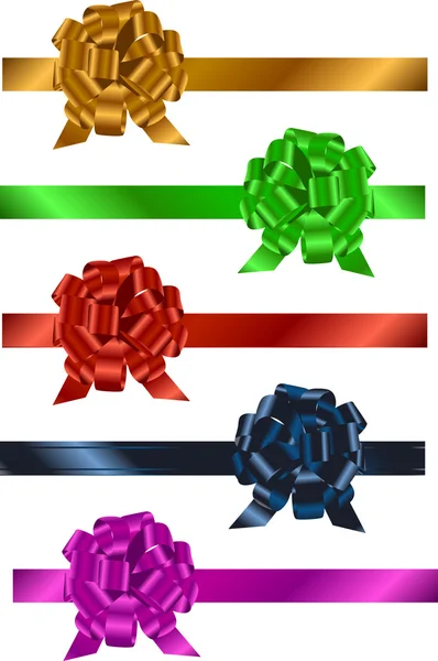 Set di nastri colorati con fiocco — Vettoriale Stock