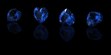 değerli taş kalp şeklinde. Mavi safir