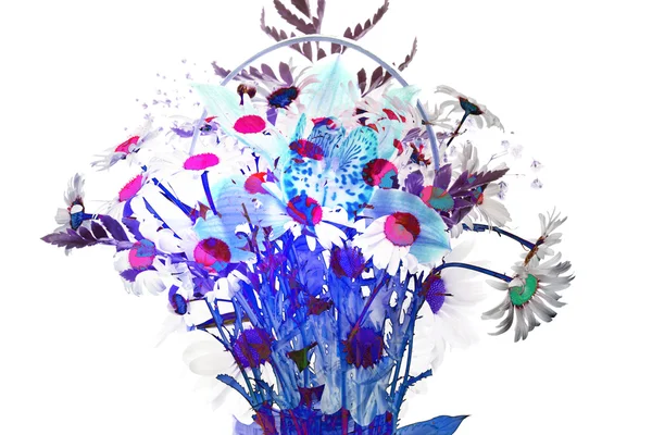 Анотація квітка фону. Orhid і ромашки — стокове фото