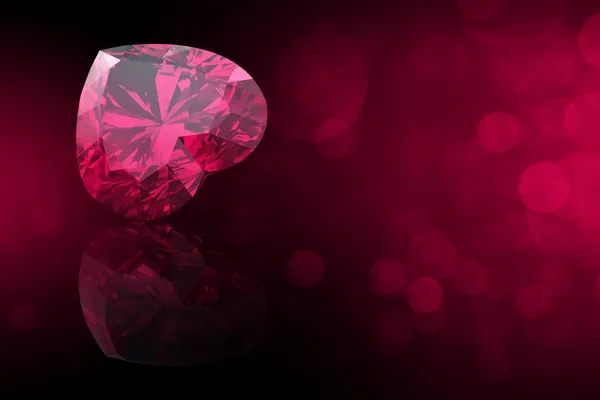 Piedra preciosa en forma de corazón. Colecciones de joyas en negro. Ruby. — Foto de Stock