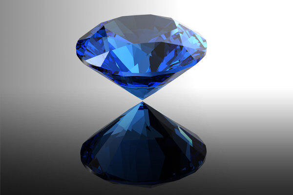 Sapphire. Jewelry gems roung shape on black background