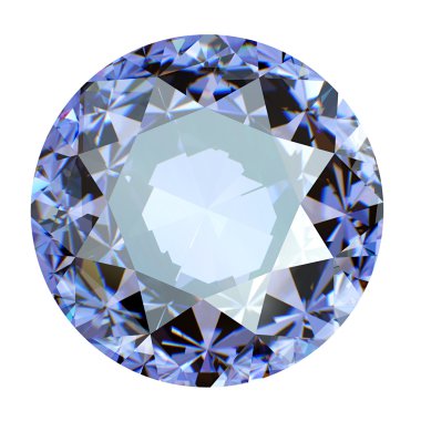 Jewelry gems roung shape on white background.Tanzanite. Sapphire clipart