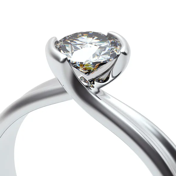 Snubní prsten s diamantem na bílém pozadí. znamení lásky — Stock fotografie