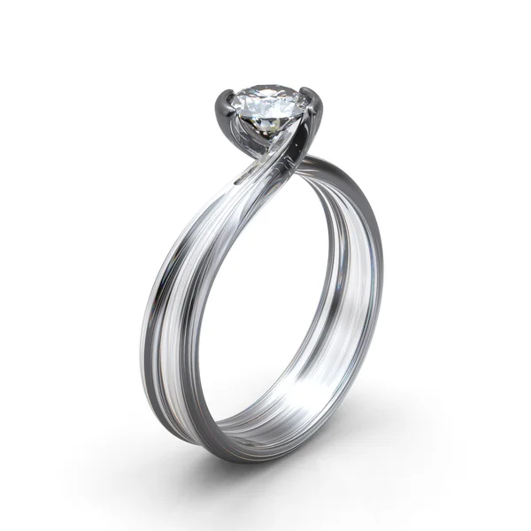 Bague de mariage avec diamant sur fond blanc. Signe d'amour — Photo