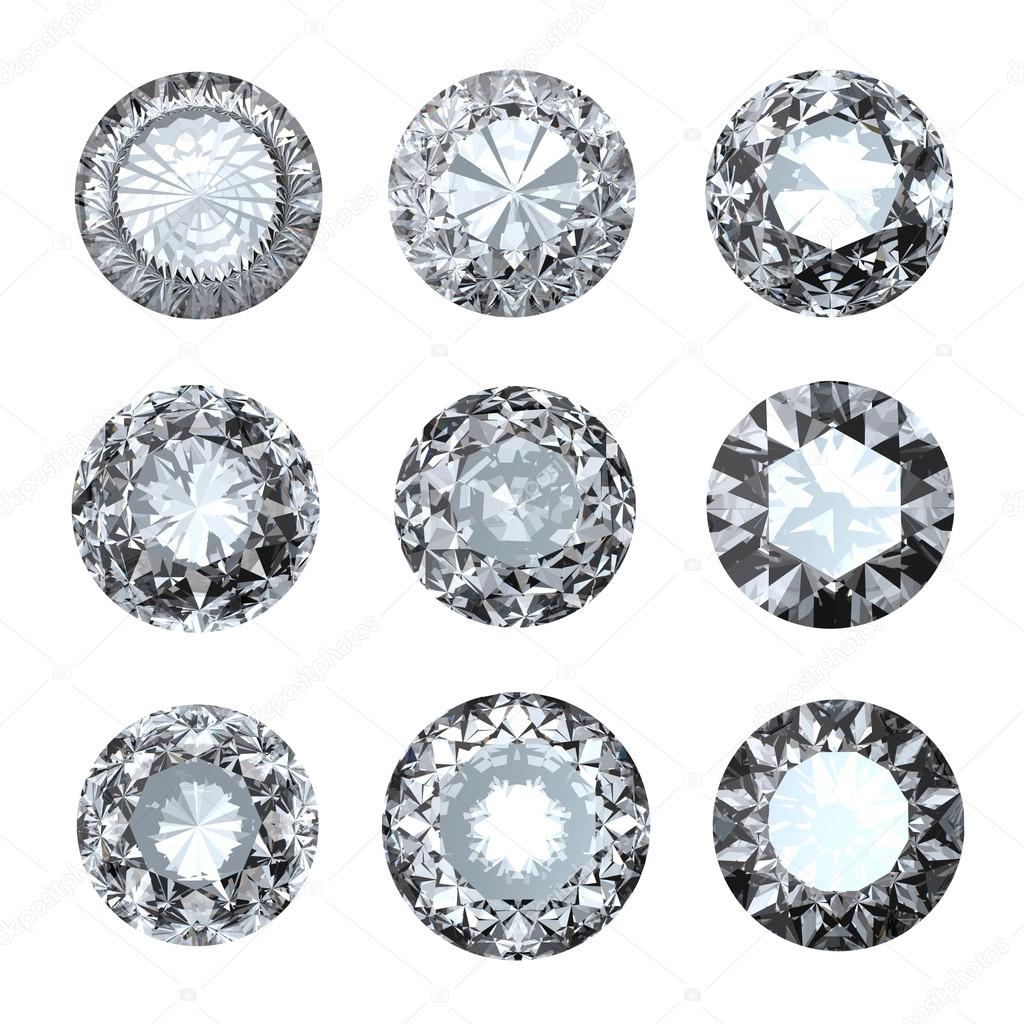 Jewelry gems roung shape on white background