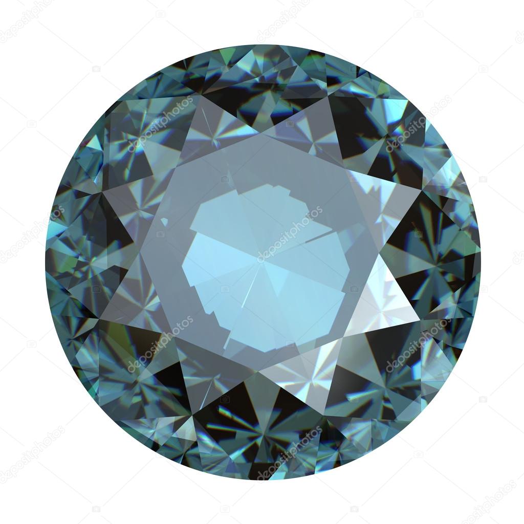 Jewelry gems roung shape on white background. sky blue topaz
