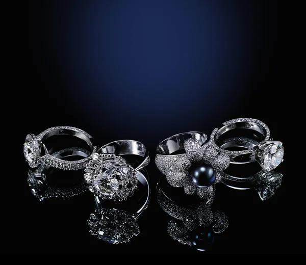 Collectionsof rings with diamond — Stock Photo, Image