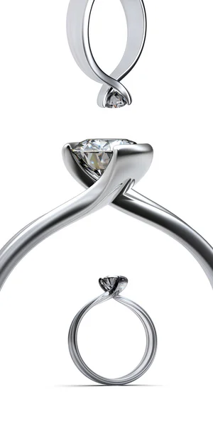 Anello con diamante isolato — Foto Stock