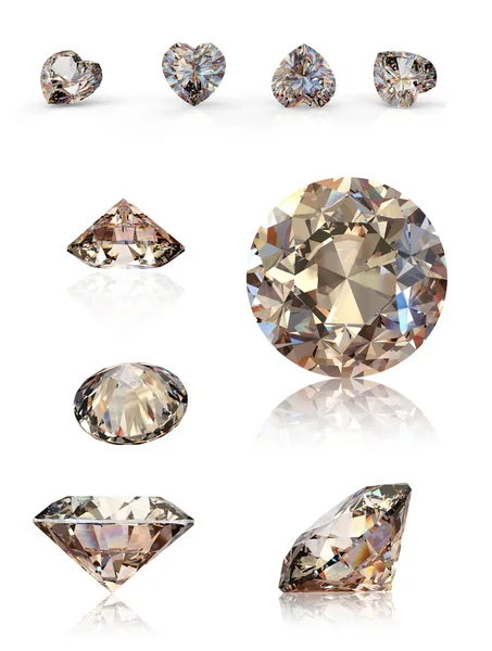 Collection of round cognac diamond — Stock Photo, Image