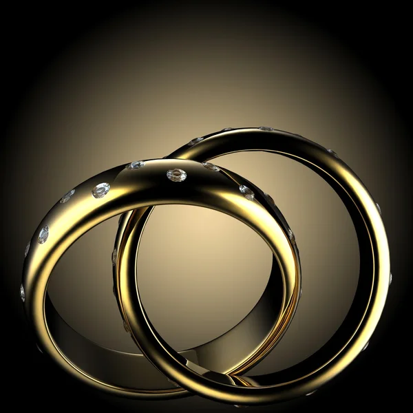 다이아몬드와 금 결혼 반지입니다. 휴일 기호 — 스톡 사진
